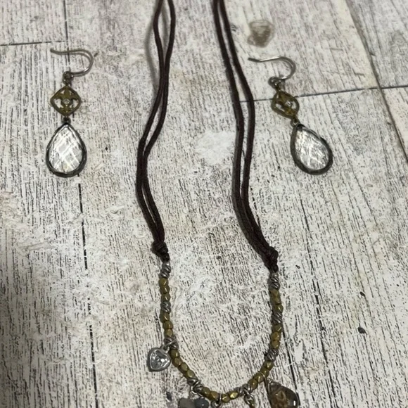 Silpada Raindrop Sterling Silver Brass Glass Charm Necklace/Earrings  N2341 - Picture 8 of 8